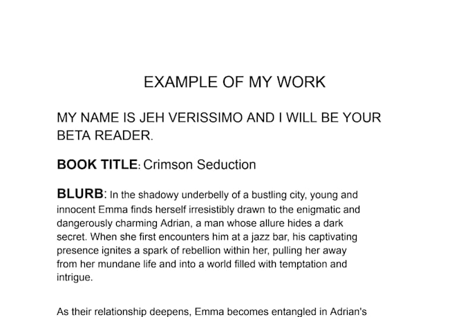 beta reader for your book